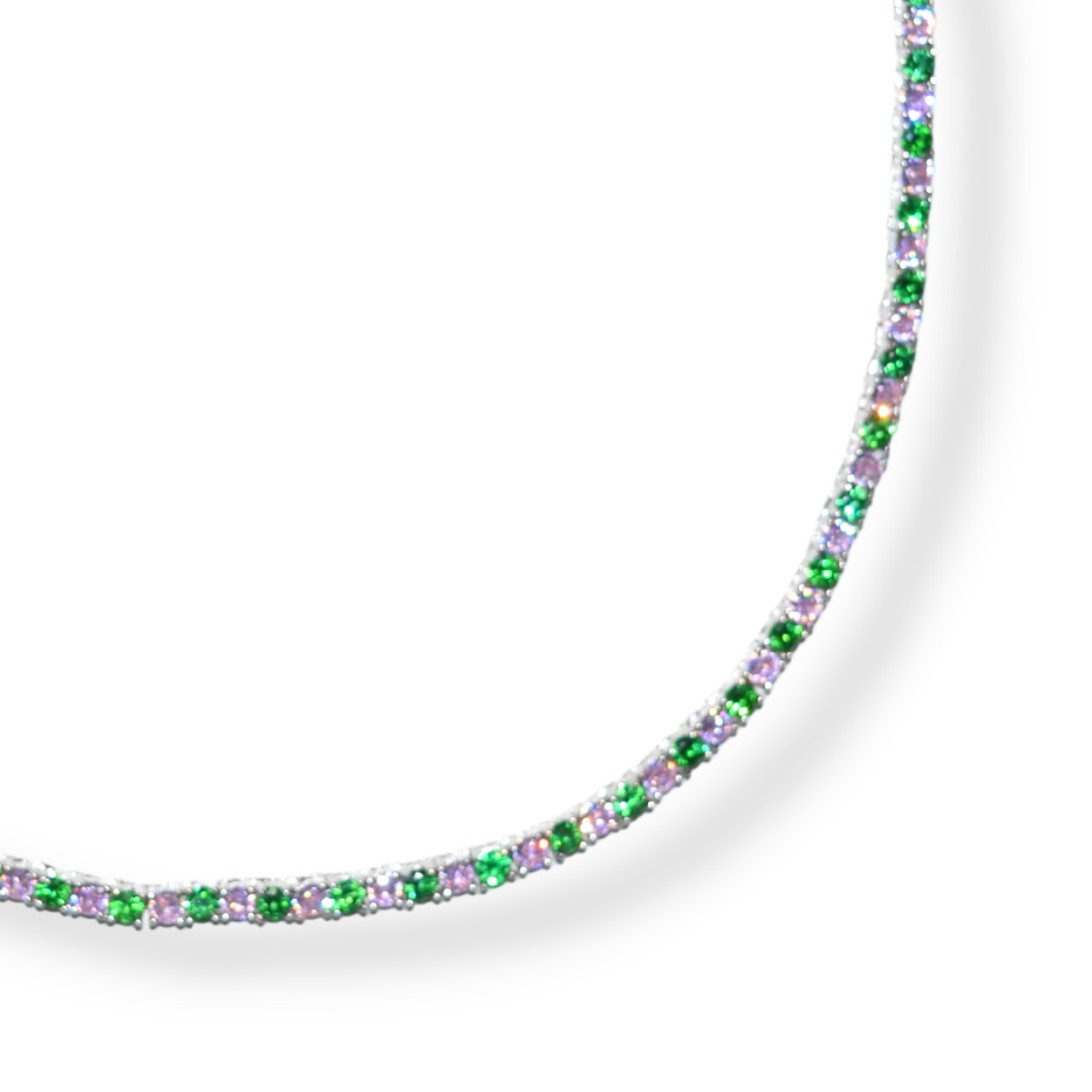 Handcrafted Emerald Necklace with Tennis Chain - Elegant Green Jewelry for  Weddings and Everyday Wear