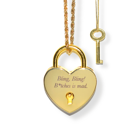 Engravable Lock & Key Necklace Set