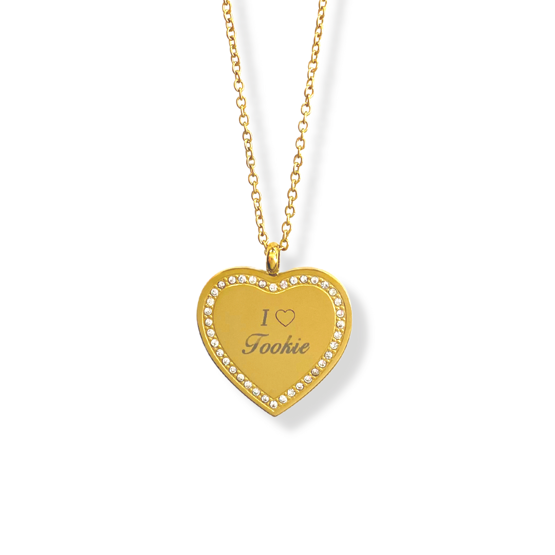Engraved Family Heart Necklace in 18k Gold Plating over 925 Sterling Silver  | JOYAMO - Personalized Jewelry