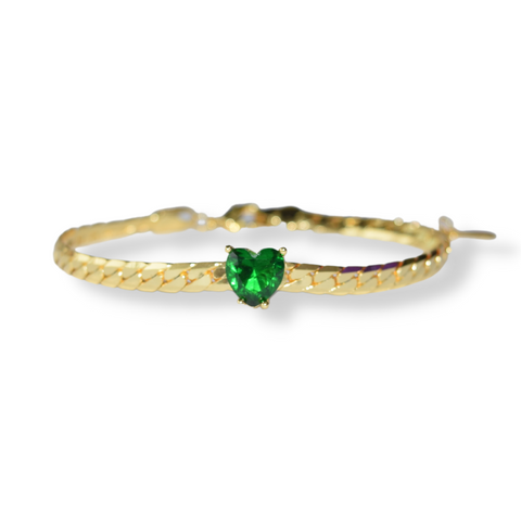 Emerald Heart Snake Bracelet